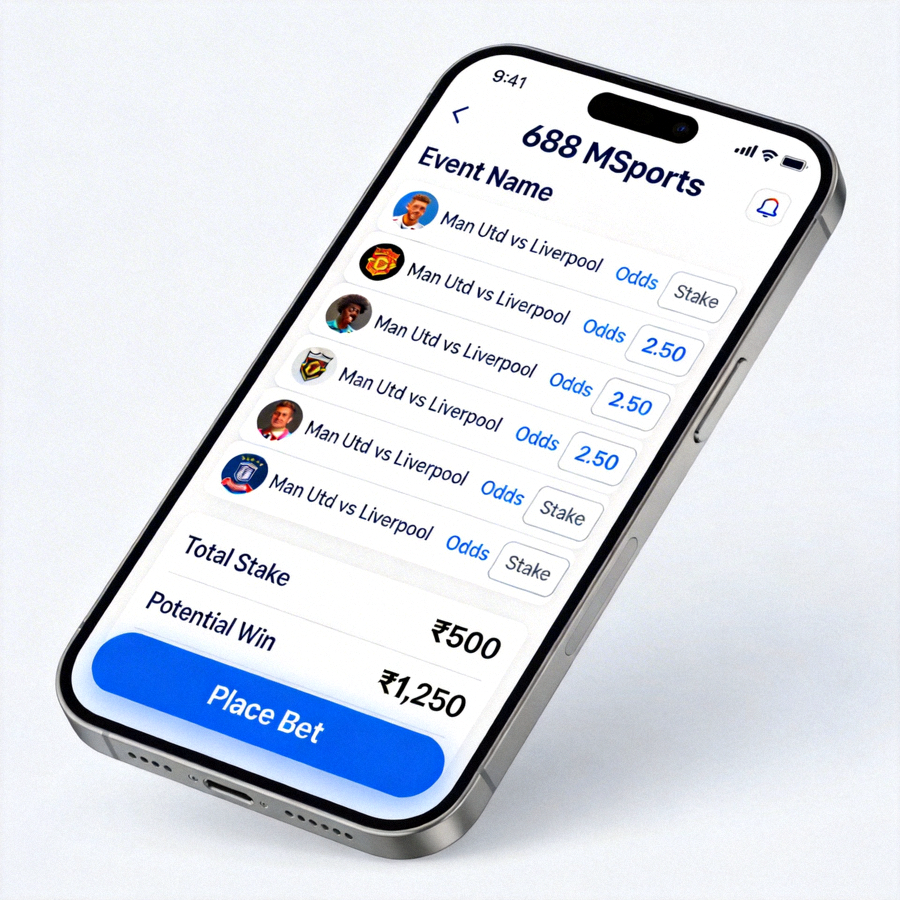 Tampilan slip taruhan pada aplikasi mobile M88 MSports yang user-friendly